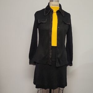 Act 1 New York Black Women's Dress And Jacket with Yellow Accent, Vintage. S.